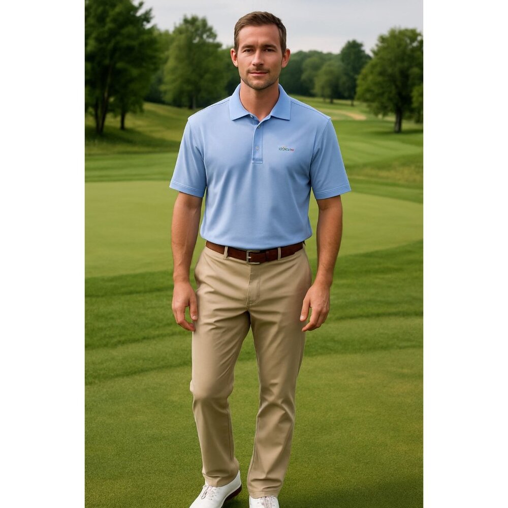 Greg Norman Golf Mesh Polo XL Light Blue Performance Moisture Wicking Preppy